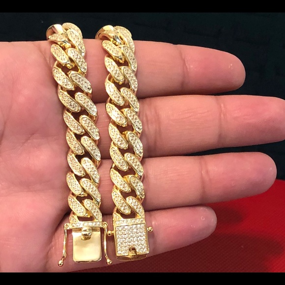 Brand New Gold Plated Watch&12mm Cuban Bracelet - Picture 3 of 6